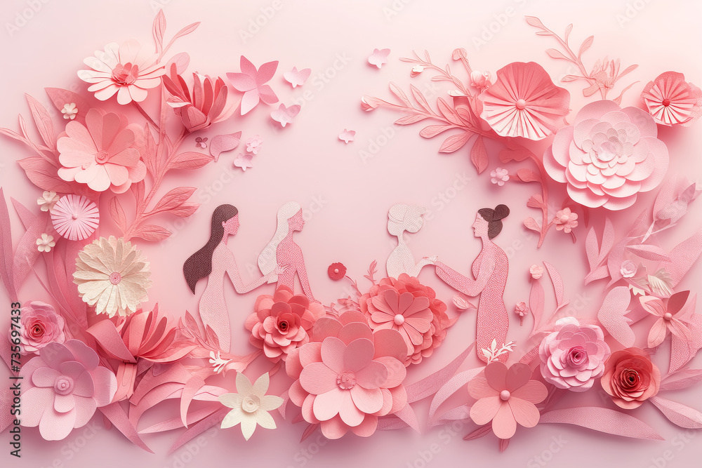 Paper Bliss: Radiant Women's Day and Mother's Day in Pastel Artistry, Paper art