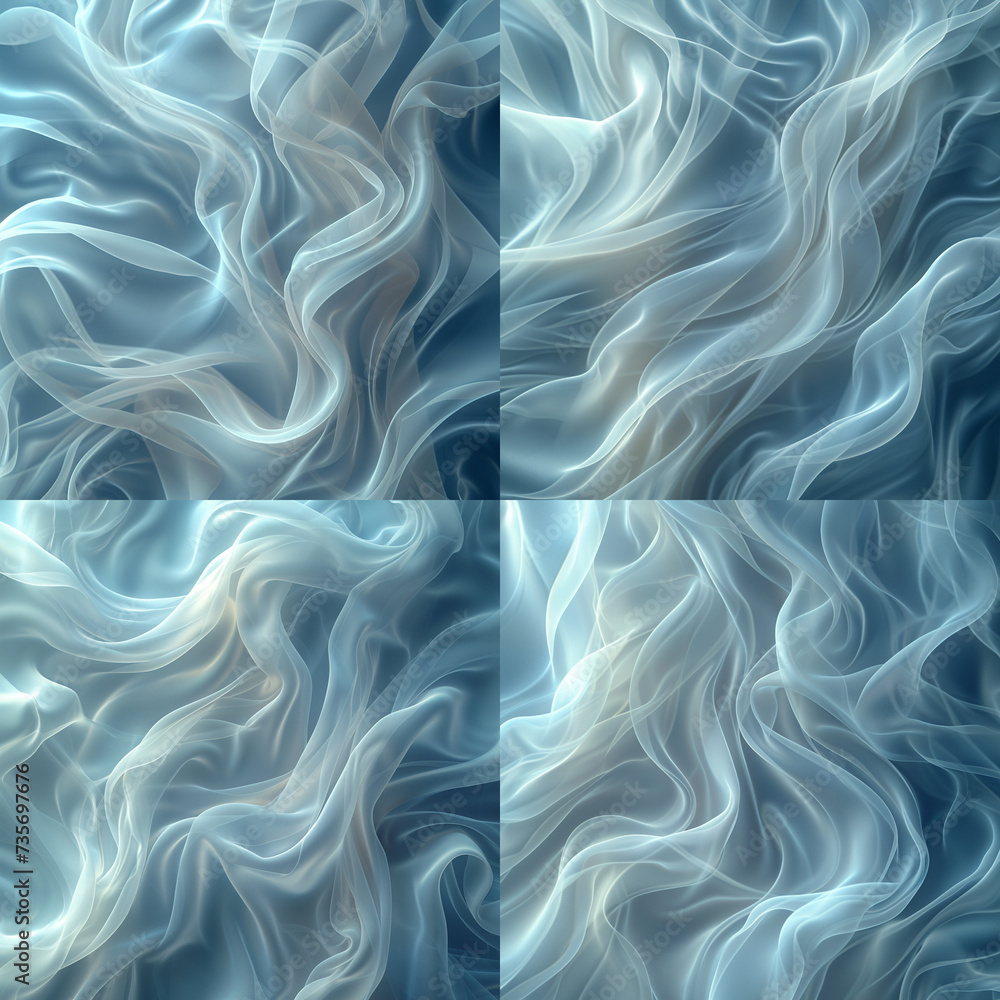 Obraz premium luftiger Hintergrund mit glatten Seidenlinien, weiß, hellblau, hintergründe, abbildung, dekor, welle, fliessend, design, airy background with smooth silk lines, white, light blue, backgrounds, illustr