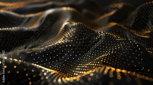 wavy black gold technology background