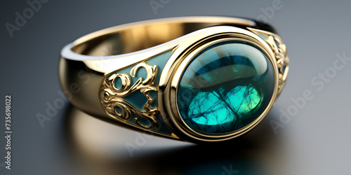 Luxury gold stainless steel jewelry blue gemstone ring design.