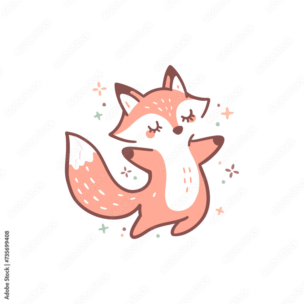 happy fox dancing jump cute feminine happy fox dancing jump cute feminine