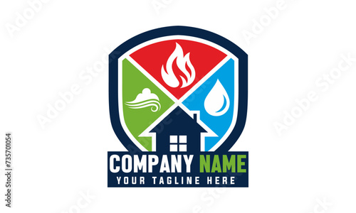 fire damage restoration company logo Vector Illustration
