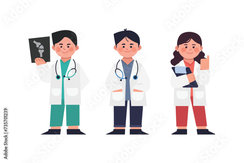 Collection of doctor character vector illustrations