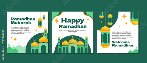 Flat design ramadan celebration social media posts template