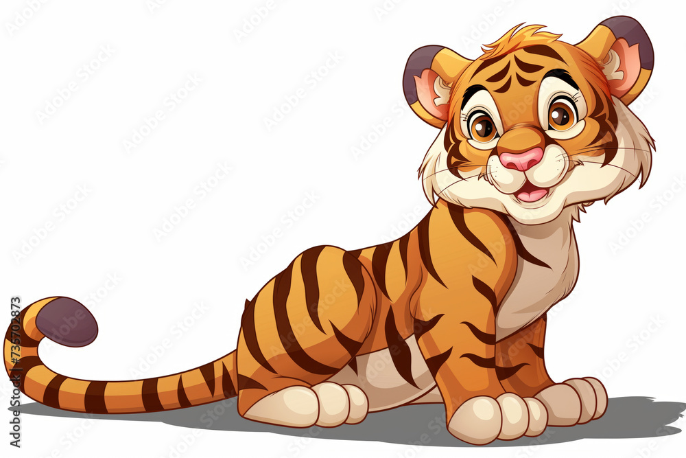 Illustration of a cute cartoon tiger isolated on white background Illustration of a cute cartoon tiger isolated on white background