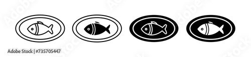 Oceanic Gourmet Line Icon. Aquatic Cuisine Icon in Black and White Color.