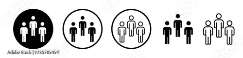 Collaborative Crew Line Icon. Teamwork Unit Icon in Black and White Color.