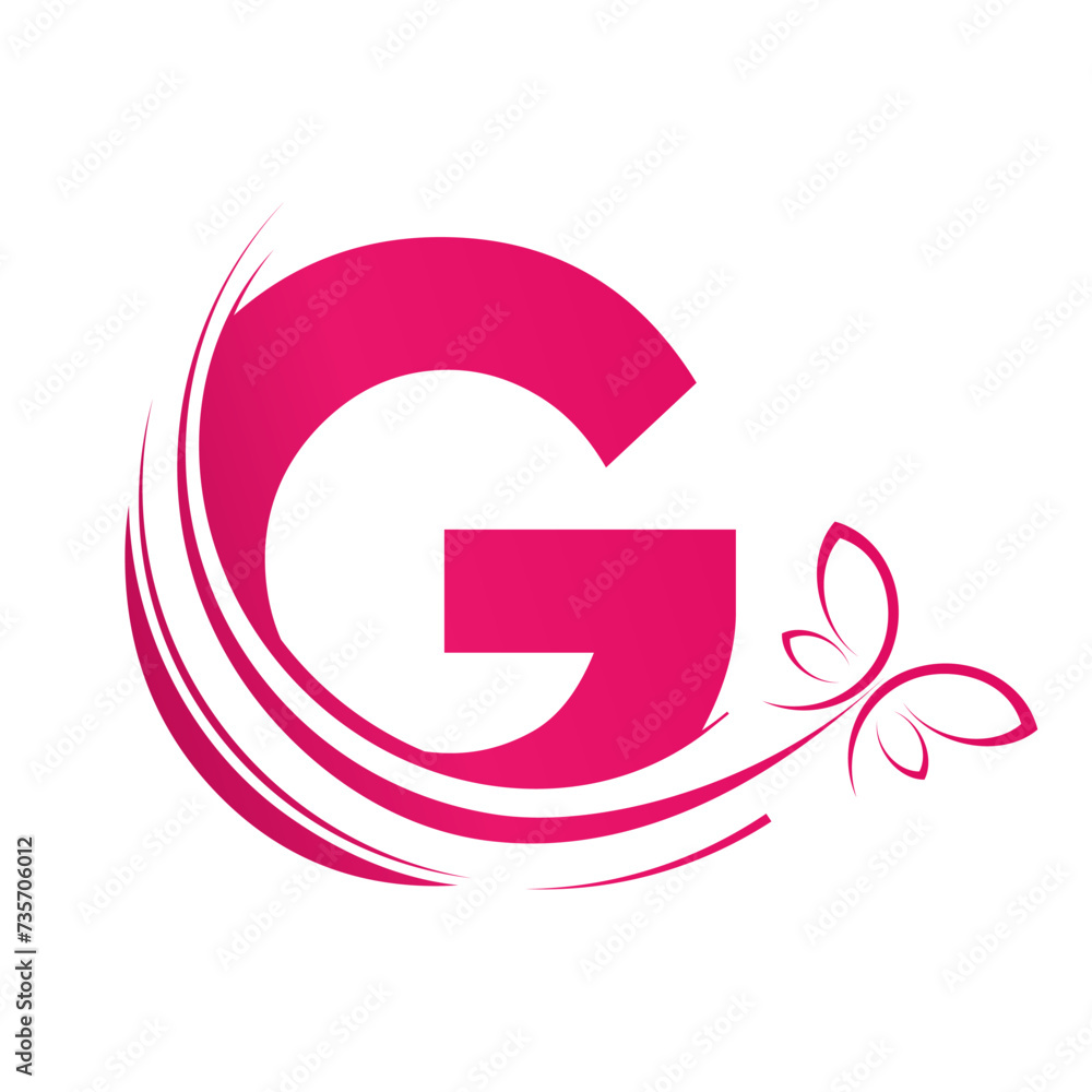G letter with butterfly design template illustration G letter with butterfly design template illustration