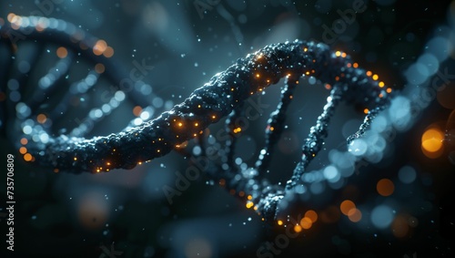 DNA double helix with digital network lines, artificial intelligence in healthcare concept