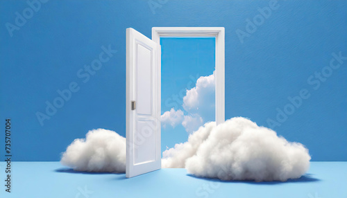 3d render  abstract minimal background with white clouds flying out the tunnel or studio light  Generated AI