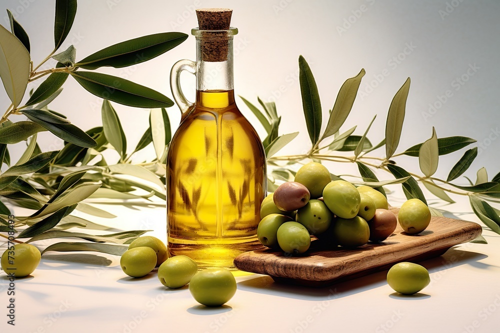 Olive oil with fresh olives Olive oil with fresh olives