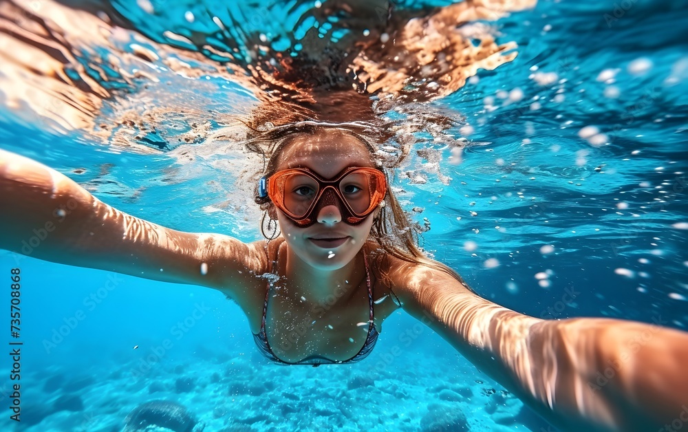Fototapeta premium Woman snorkeling in the Ocean