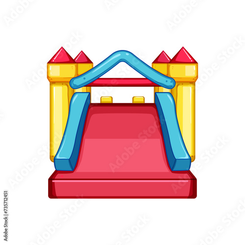 fun inflatable castle cartoon vector illustration