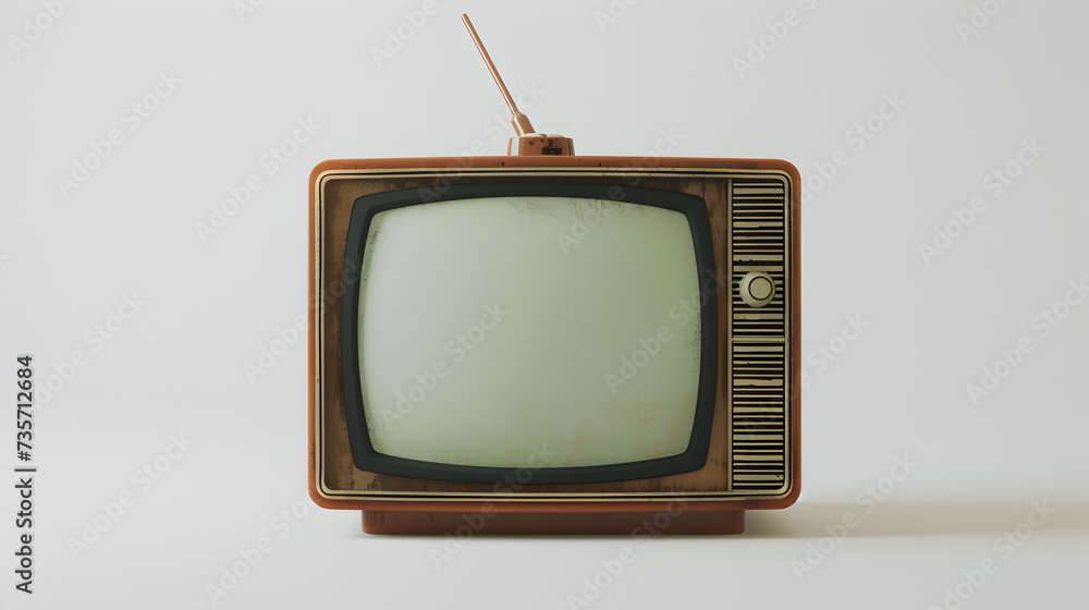 Vintage 70s TV Design on White background 