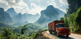 Cargo Truck Journey Through Vietnam: Scenic Photo 