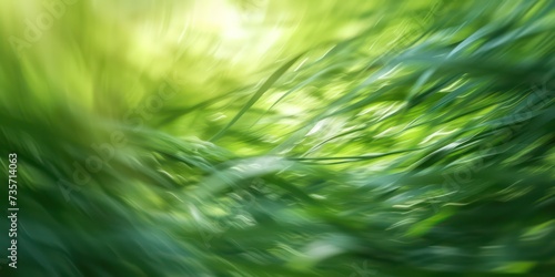 Blurred abstract motion background depth, lush green tones.