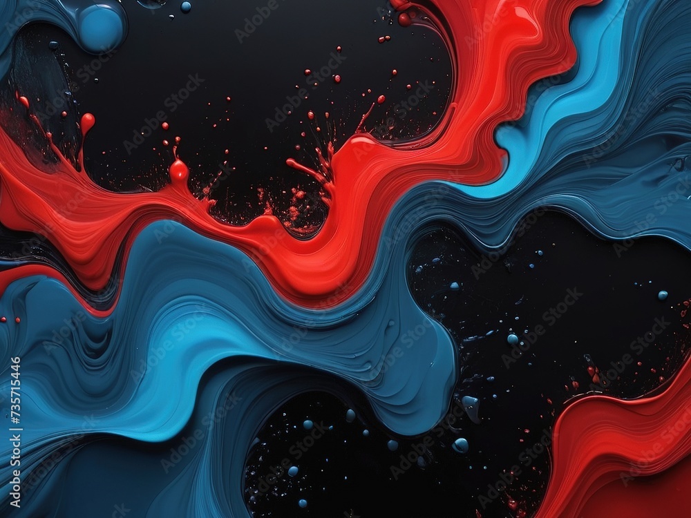 abstract background with blue and red paint splashes on a black background abstract background with blue and red paint splashes on a black background