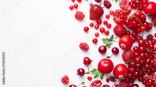 red fruits on white. Generative Ai.