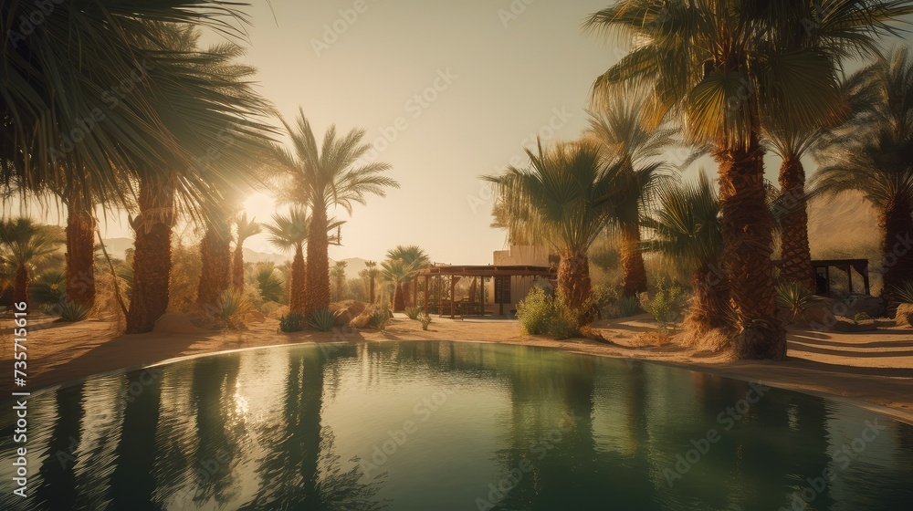 Mansion in middle of a desert. Generative AI Mansion in middle of a desert. Generative AI