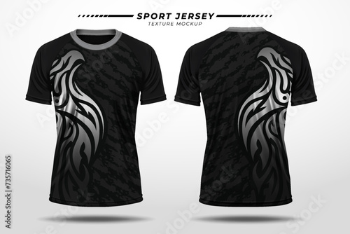Sport jersey texture pattern tribal style with 3D mockup illustration front and back view for sublimation