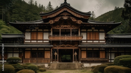 Vintage Japanese Samurai Mansion. Generative AI