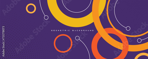 Abstract purple geometric background with orange circle shape decoration