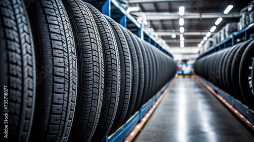 Car tires at warehouse © PaulShlykov