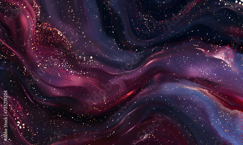 An abstract background comprising swirls of maroon and navy, Generative AI