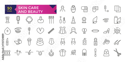 Skincare and cosmetology beauty therapy and healthcare icon set collection
