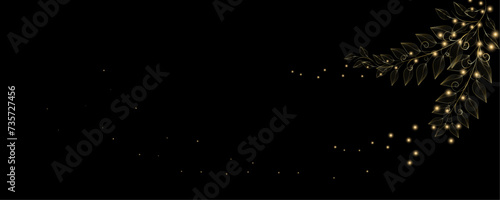 Golden Line art botany banner. Japanese style Hand drawn vector. Line art style design. Concept traditional Asian Card with space for text wedding, invitation, template card Golden frames.