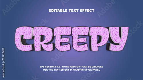 Editable Text Effect Creepy 3D Vector Template