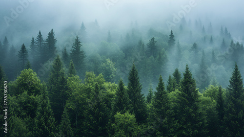 Panorama of a coniferous forest © Cybonad