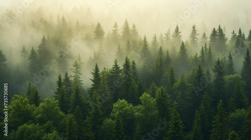 Panorama of a coniferous forest
