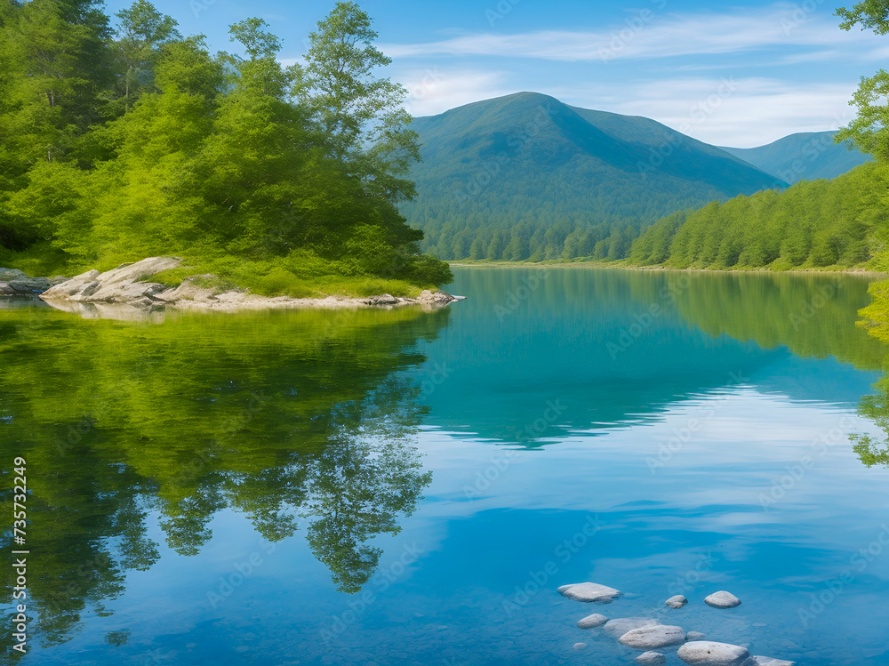 Fototapeta premium lake and mountains