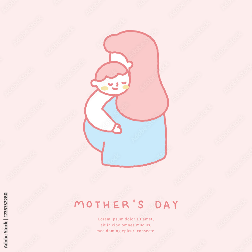 Mother's day template with mother and child illustration. Mother's day template with mother and child illustration.