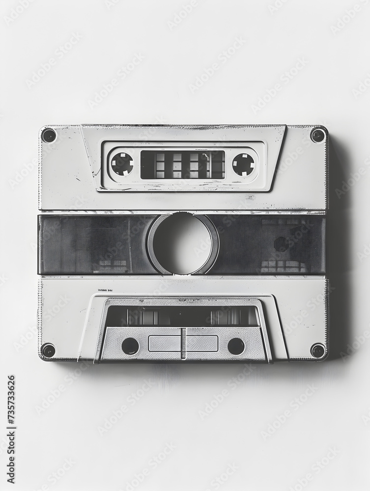 Retro Cassette Tape Isolated on Pure White Background