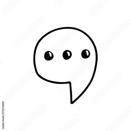 Hand-Drawn Speech Bubble Doodle With Three Dots on a White Background