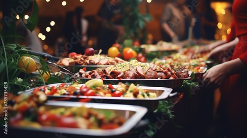People_group_catering_buffet_food_indoor_in_restaurent ai generated high quality image