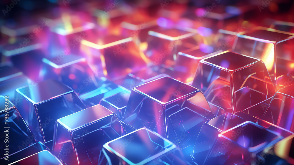 Obraz premium Holographic abstract 3D shapes background picture material