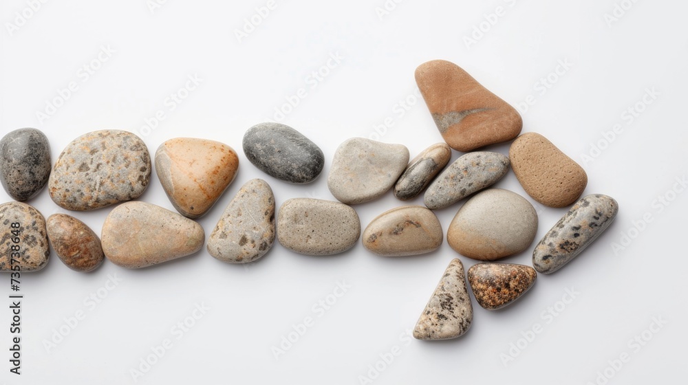 Arrow made of stones on white background. Direction symbol Arrow made of stones on white background. Direction symbol