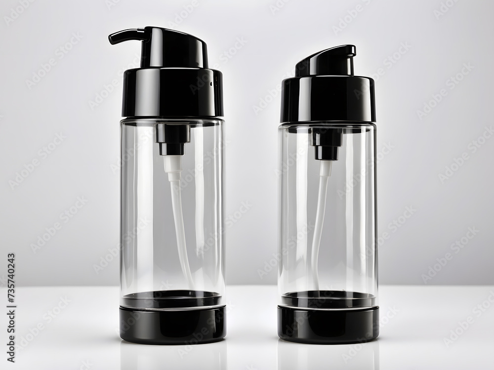 Black blank plastic transparent bottle with dispenser airless pump designed. Black blank plastic transparent bottle with dispenser airless pump designed.