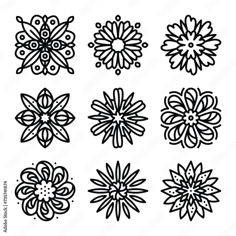 Flower mandala vector set Flower mandala vector set