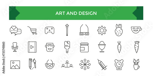 Art and design icons set, graphic draw squares design pencil ui icons collection