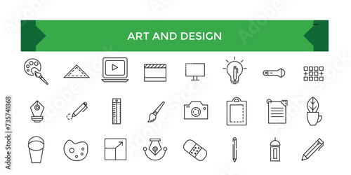 Art and design icons set, graphic draw squares design pencil ui icons collection