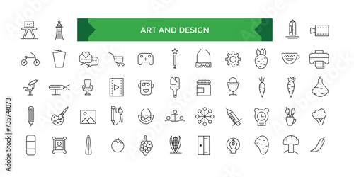 Art and design icons set, graphic draw squares design pencil ui icons collection