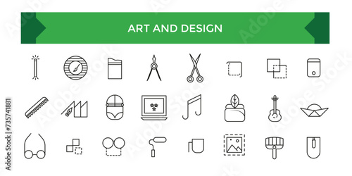 Art and design icons set, graphic draw squares design pencil ui icons collection