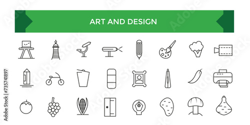 Art and design icons set, graphic draw squares design pencil ui icons collection