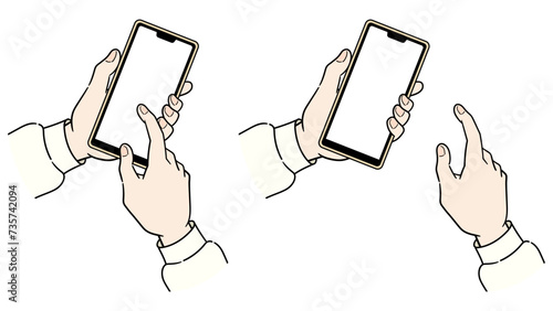 スマホを操作する女性の手のイラスト