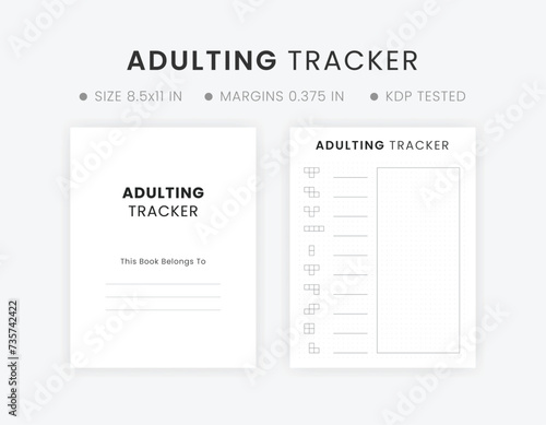 Adulting Tracker Letter Size Printable Bullet Journal Page Design, Monthly Tracker, Habit Tracker, Adult Task Tracker