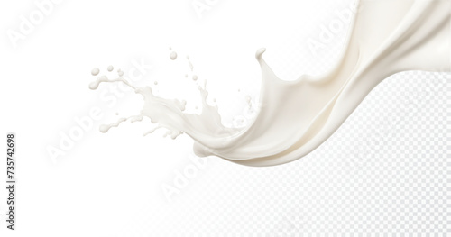 Milk splash isolated on transparent background. Realistic vector illustration.